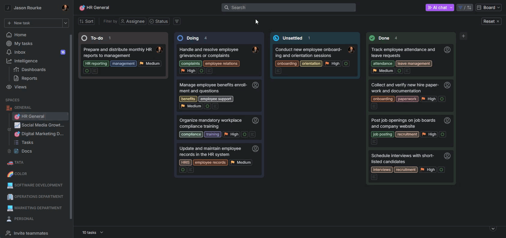 Dart Filtering and Sorting feature screenshot